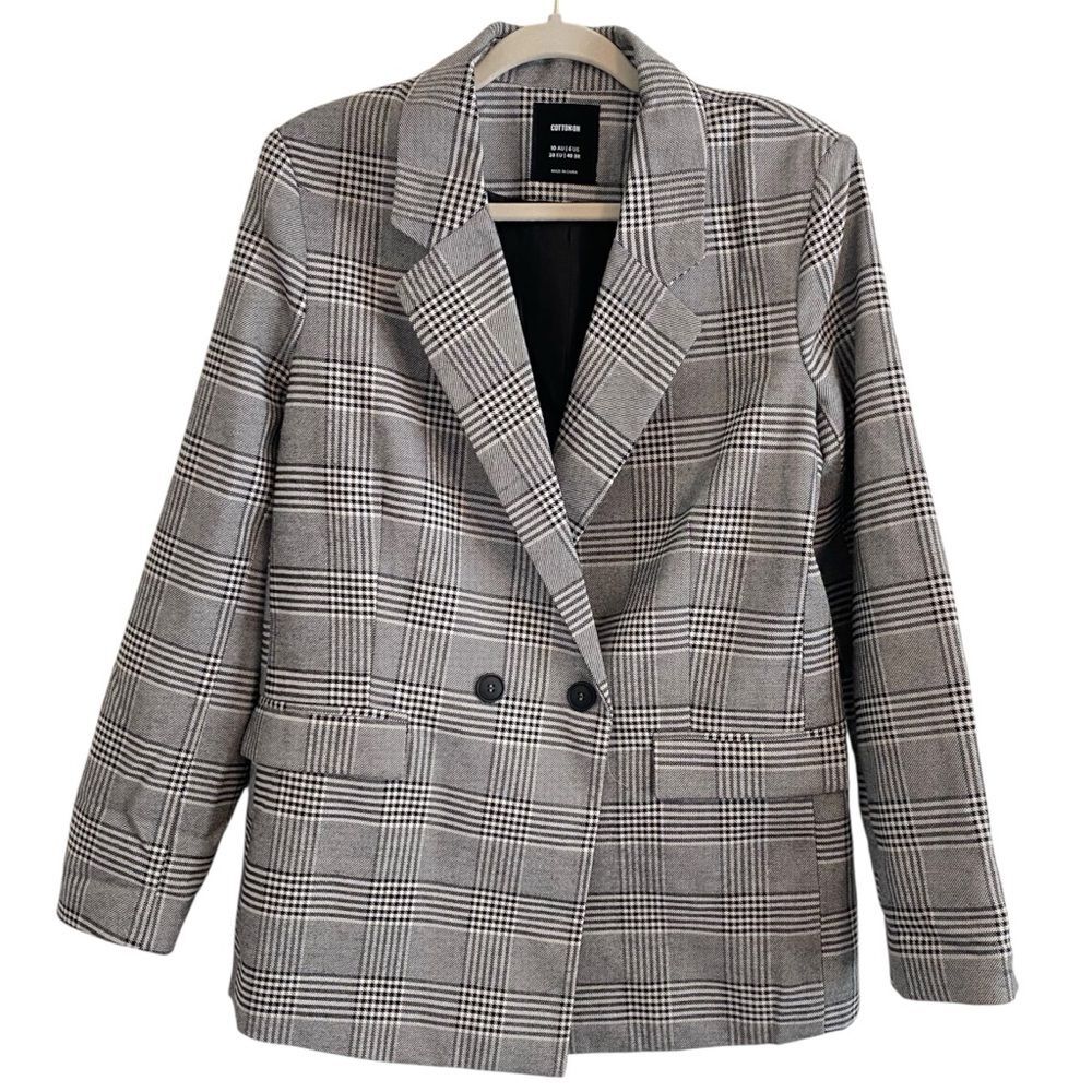 Cotton On Oversized Plaid Houndstooth Blazer Size 6